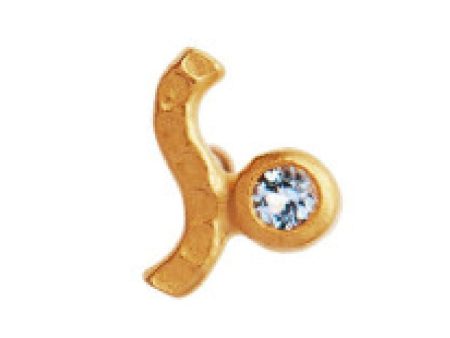 Stine A - Petit Wave Earring Goldenen With Stone - Light Blue - 1222-02-S-Light Blue Supply