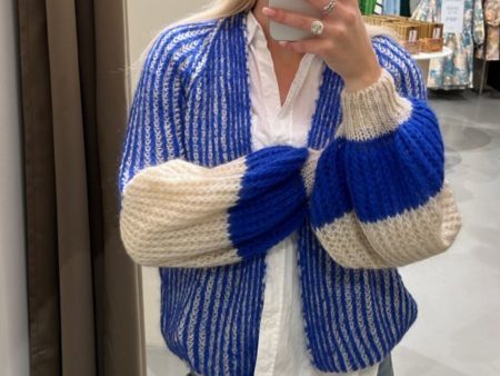 Noella - Liana Knit Cardigan - Cream Cobalt Blue on Sale