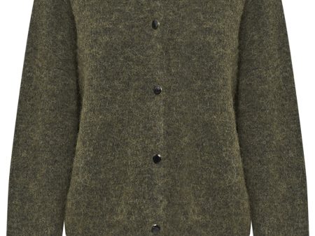 Gestuz - AlphaGZ Short Cardigan NOOS - Dark Olive Melange Online