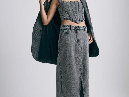 Copenhagen Muse - Cmcharlee-Long-Skirt  202991 - Washed grey Online Sale