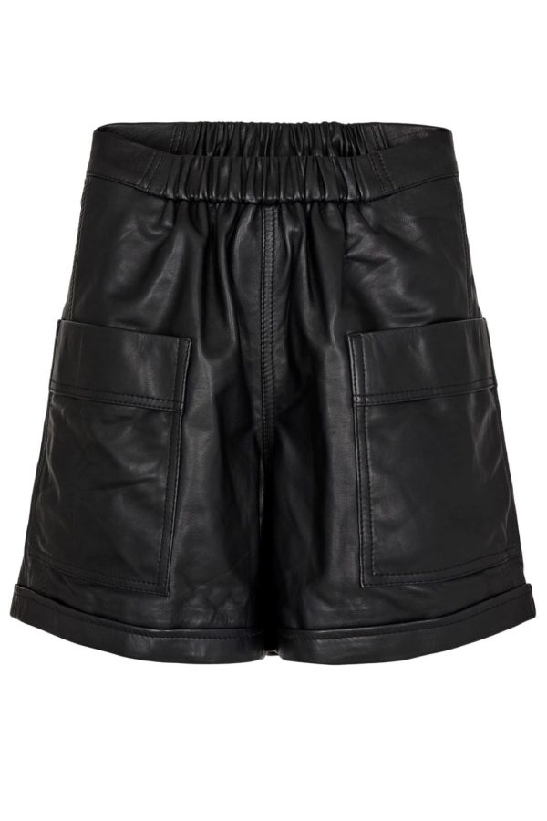 Gossia - ThillaGO Leather Shorts - Black Online Hot Sale