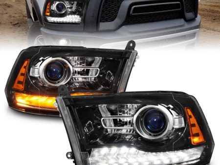 Anzo 09-18 Dodge 1500-3500 LED Plank Style Headlights w Switchback+Sequential Hyper Black (OE Style) Online Hot Sale